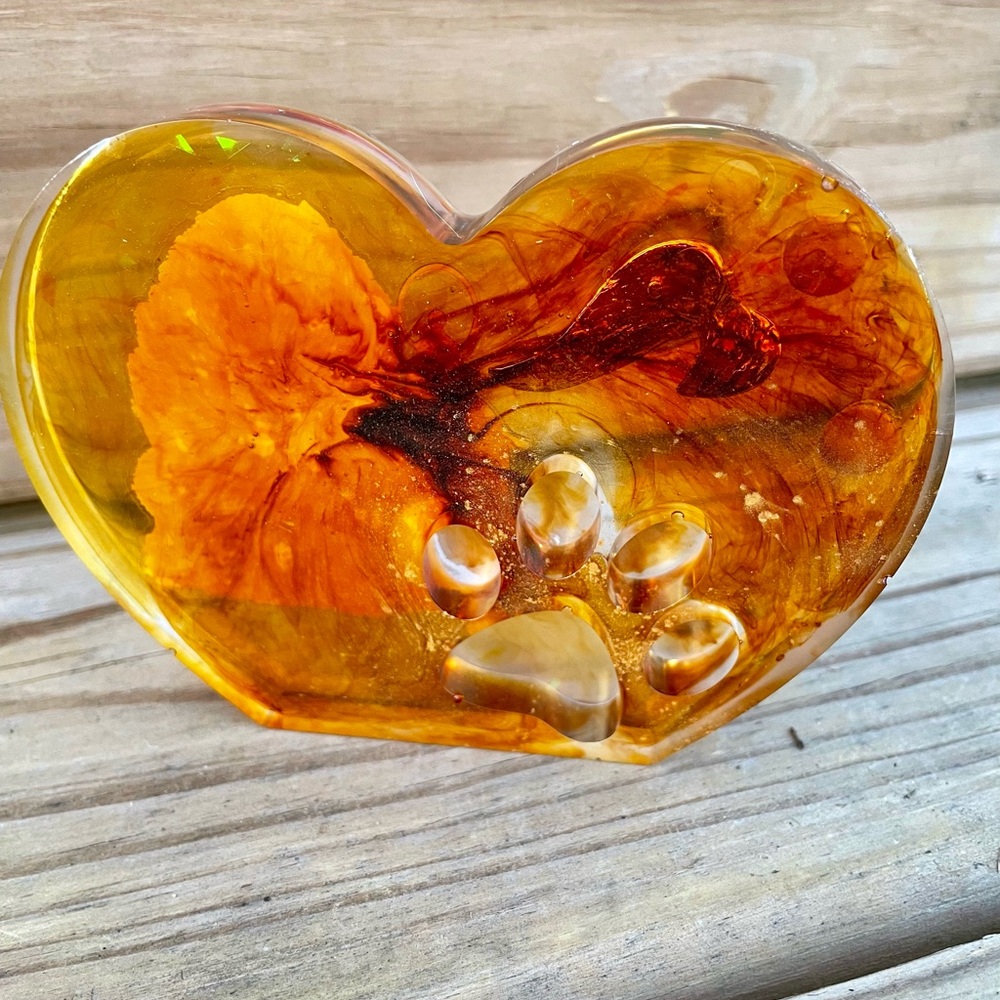 Handmade Heart-Shaped Mixed Media Art with Santa Puppy - Picture 3 of 3
